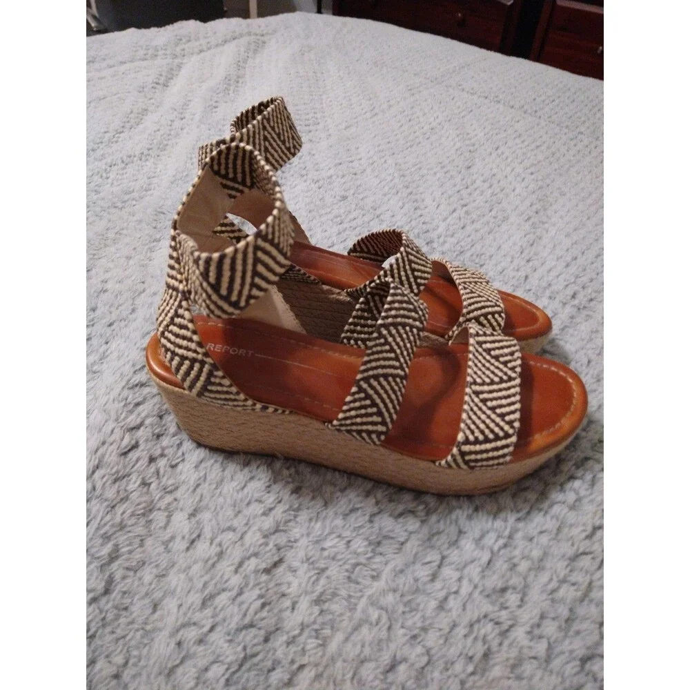 Report criss cross espadrille Size 9 Cream & Black Boho - Picture 3 of 8
